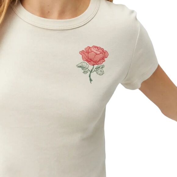 New! Daydreamer Women's Lady Luck Short Sleeve Shrunken Tee Dirty White XS NWT - Picture 2 of 9